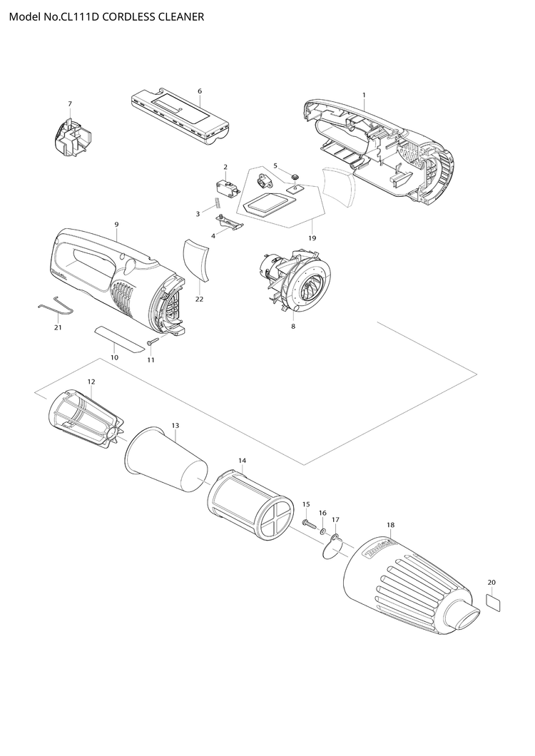 Makita CL111D — сборочный чертёж, лист 1, деталь 632K45-2 поз. 019