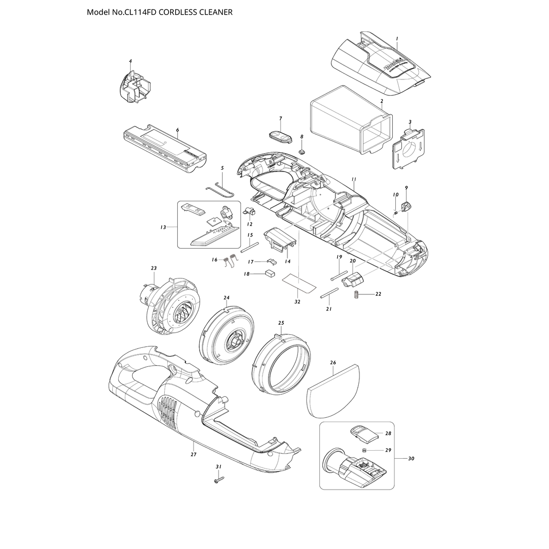Makita CL114FD — сборочный чертёж, лист 1, деталь 632R12-9 поз. 006