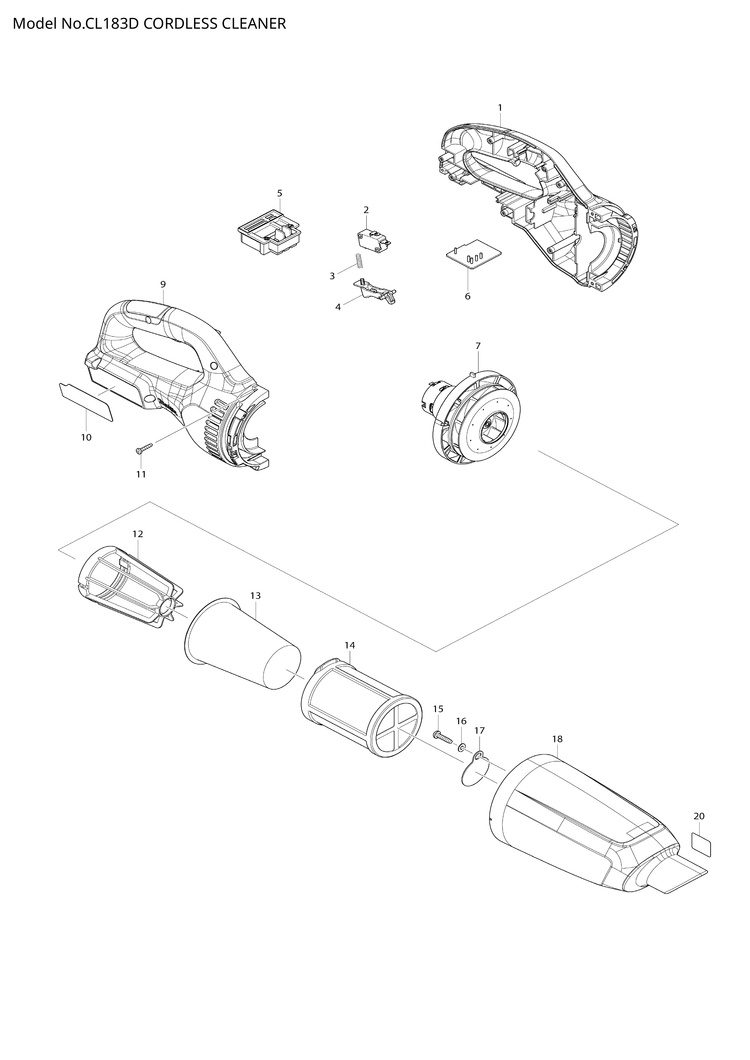 Makita CL183D — сборочный чертёж, лист 1, деталь 632E23-6 поз. 006