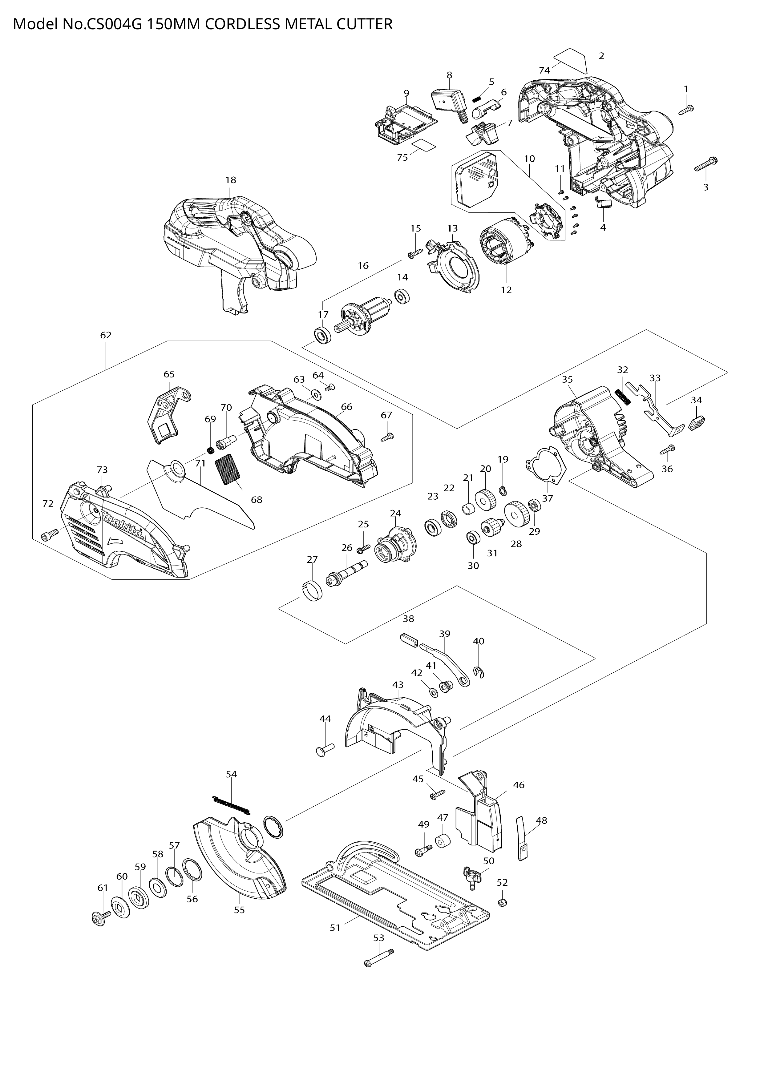 Makita CS004G — сборочный чертёж, лист 1, деталь 210214-5 поз. 017
