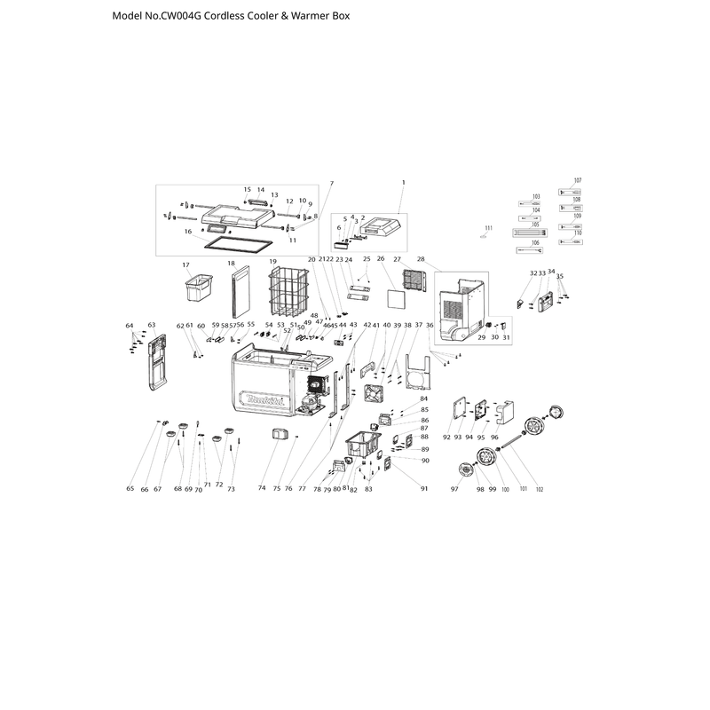 Makita CW004G — сборочный чертёж, лист 1, деталь CE00000093 поз. 018