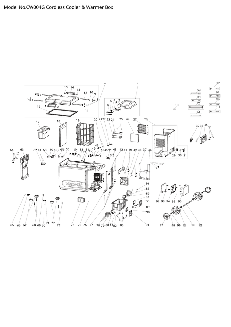 Makita CW004G — сборочный чертёж, лист 1, деталь CE00000024 поз. 081