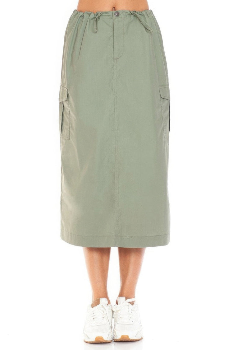 Cargo Skirt With Drawstring Midi Skirt