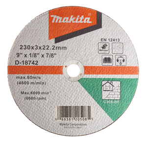 Makita D-18742 Cutting Wheel 230x2.5 mm C30S, Multi-Colour