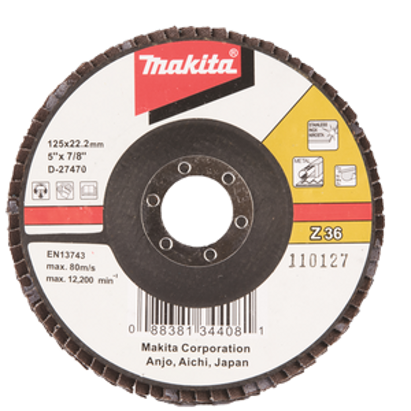 Makita D-27470 FLAPDISC 125MM, GRIT 36, RST, ZIRKONIUMALUM