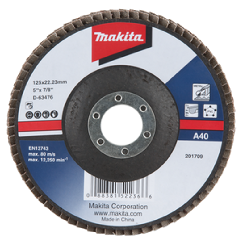 Makita D-63482-10 FLAPDISC Economy type 125x22.23MM A60, 10PCS