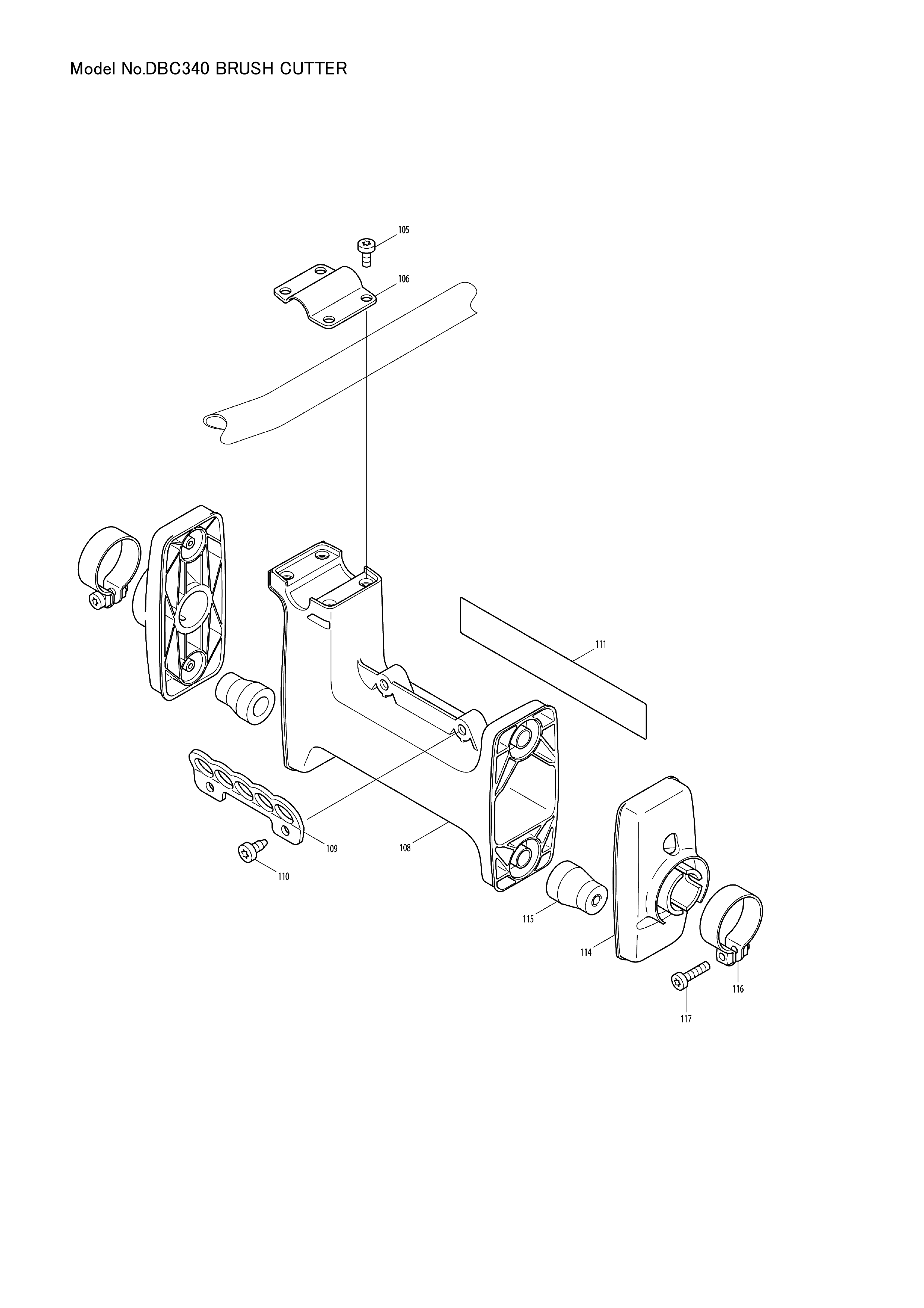 Makita DBC340 — сборочный чертёж, лист 6, деталь 384100100 поз. 001
