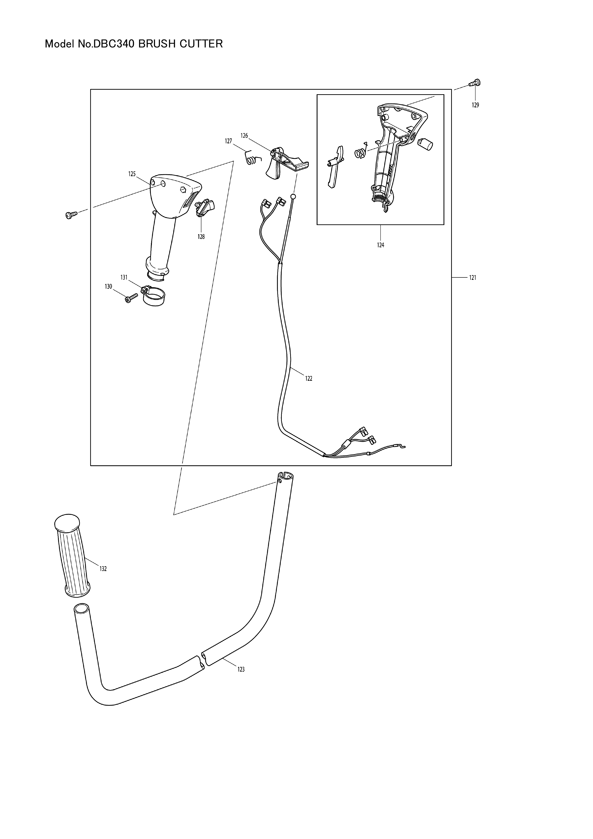 Makita DBC340 — сборочный чертёж, лист 7, деталь 384100100 поз. 001