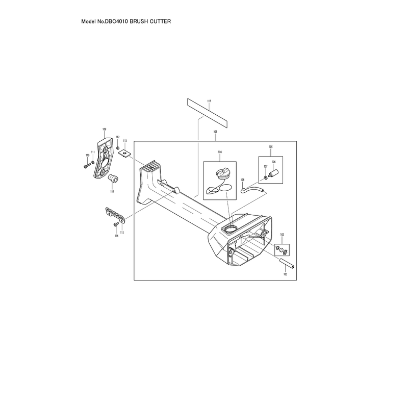 Makita DBC4010 — сборочный чертёж, лист 6, деталь 385100100 поз. 001