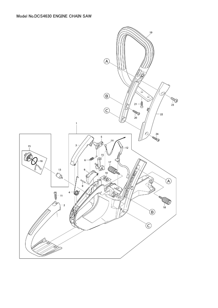 Makita DCS4630 — сборочный чертёж, лист 1, деталь 266612-1 поз. 061-1