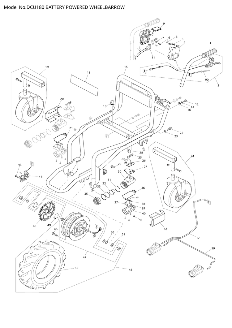 Makita DCU180 — сборочный чертёж, лист 1, деталь 144520-5 поз. 070