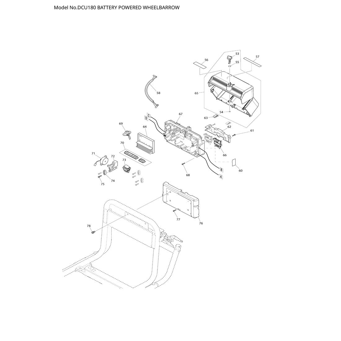 Makita DCU180 — сборочный чертёж, лист 2, деталь 126734-8 поз. 048