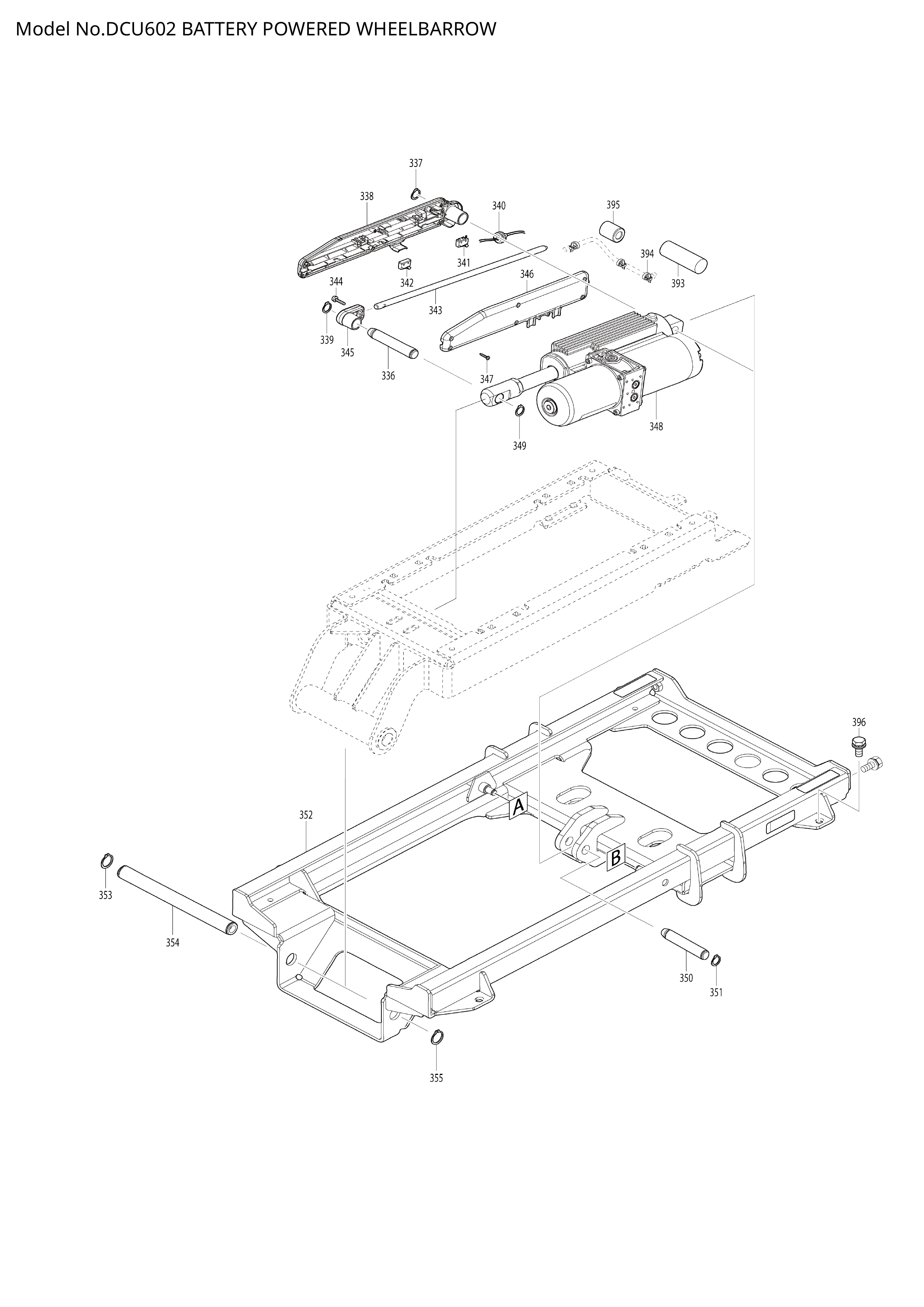 Makita DCU602 — сборочный чертёж, лист 9, деталь 412203-8 поз. 345