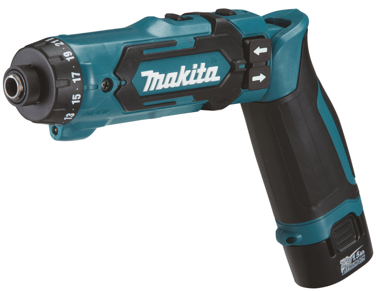 Makita DF012DSJ Cordless Screwdriver 7.2V; 2x1.5Ah Li-ion