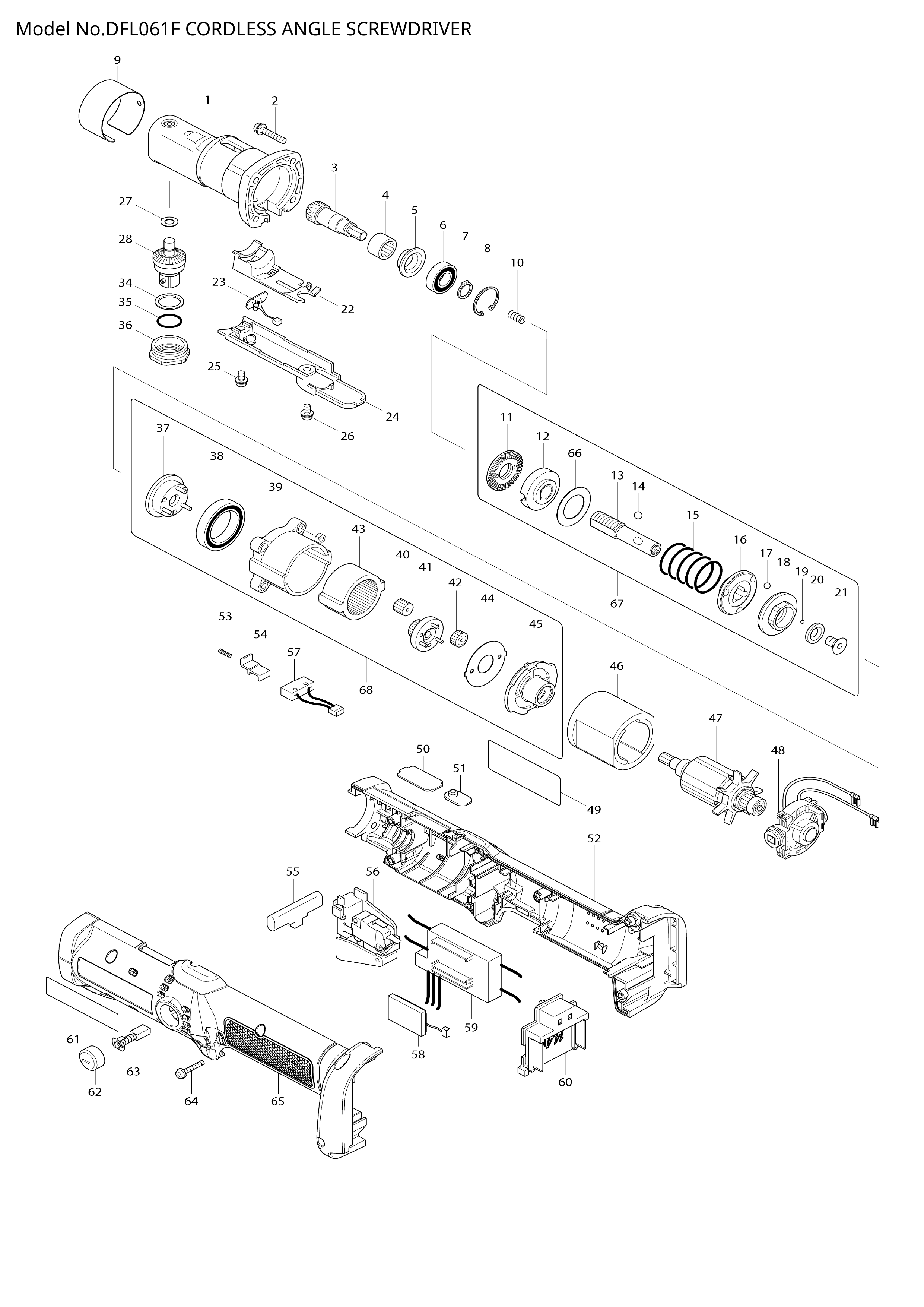 Makita DFL061F — сборочный чертёж, лист 1, деталь 619314-2 поз. 047