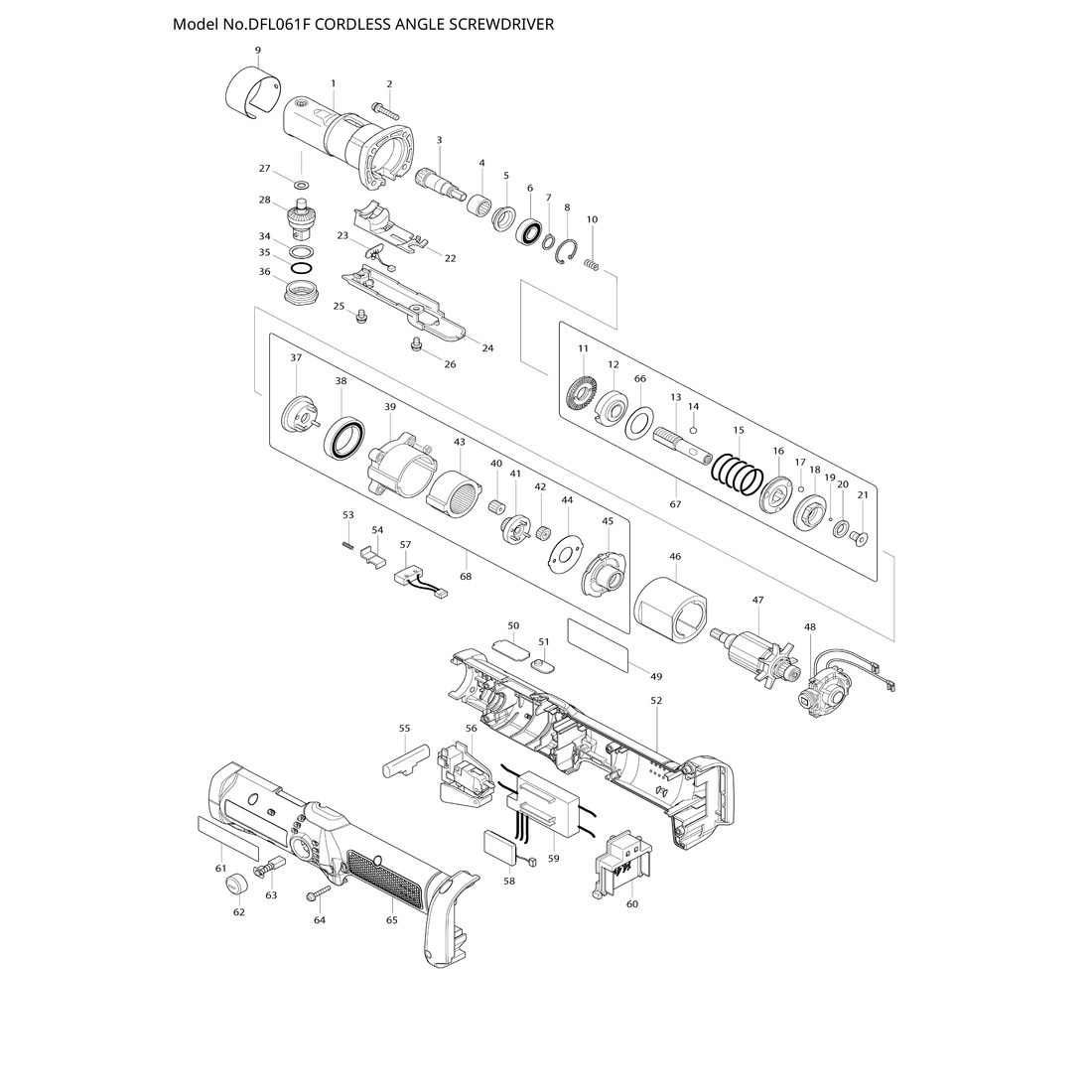 Makita DFL061F — сборочный чертёж, лист 1, деталь 619314-2 поз. 047