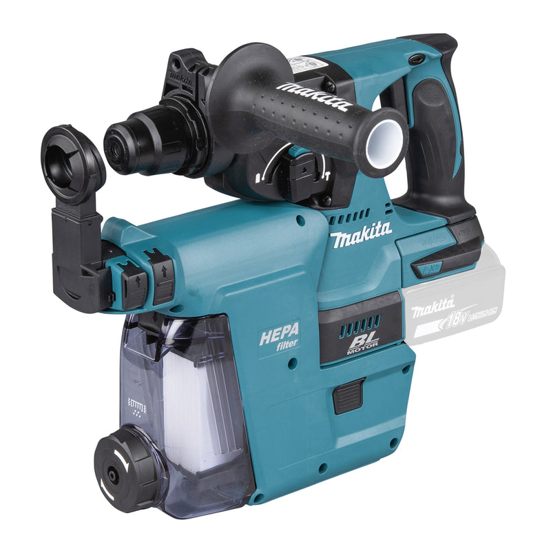 Makita DHR242ZJW Cordless Rotary Hammer, 18 V, SDS-PLUS, 2.0J, LED, Brushless Motor, Dust Extractor, Without Batteries and Charger
