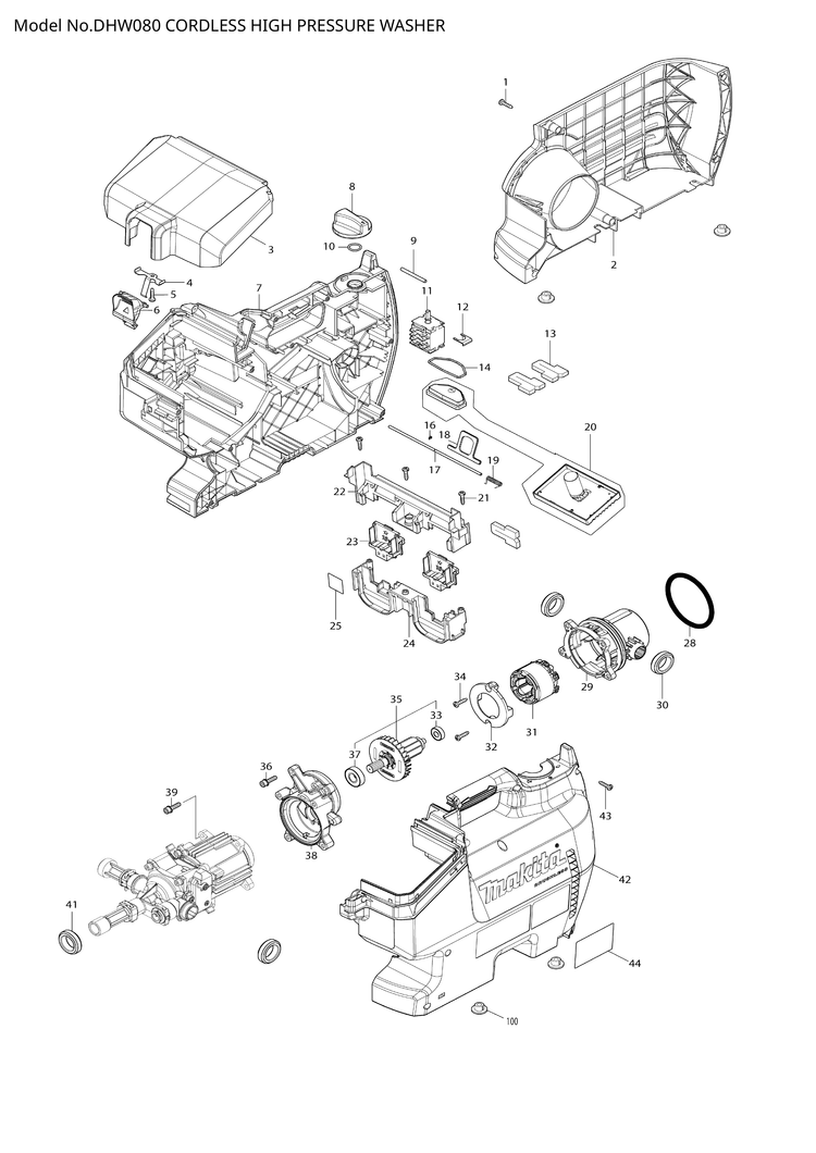 Makita DHW080 — сборочный чертёж, лист 1, деталь 629C12-8 поз. 031-1