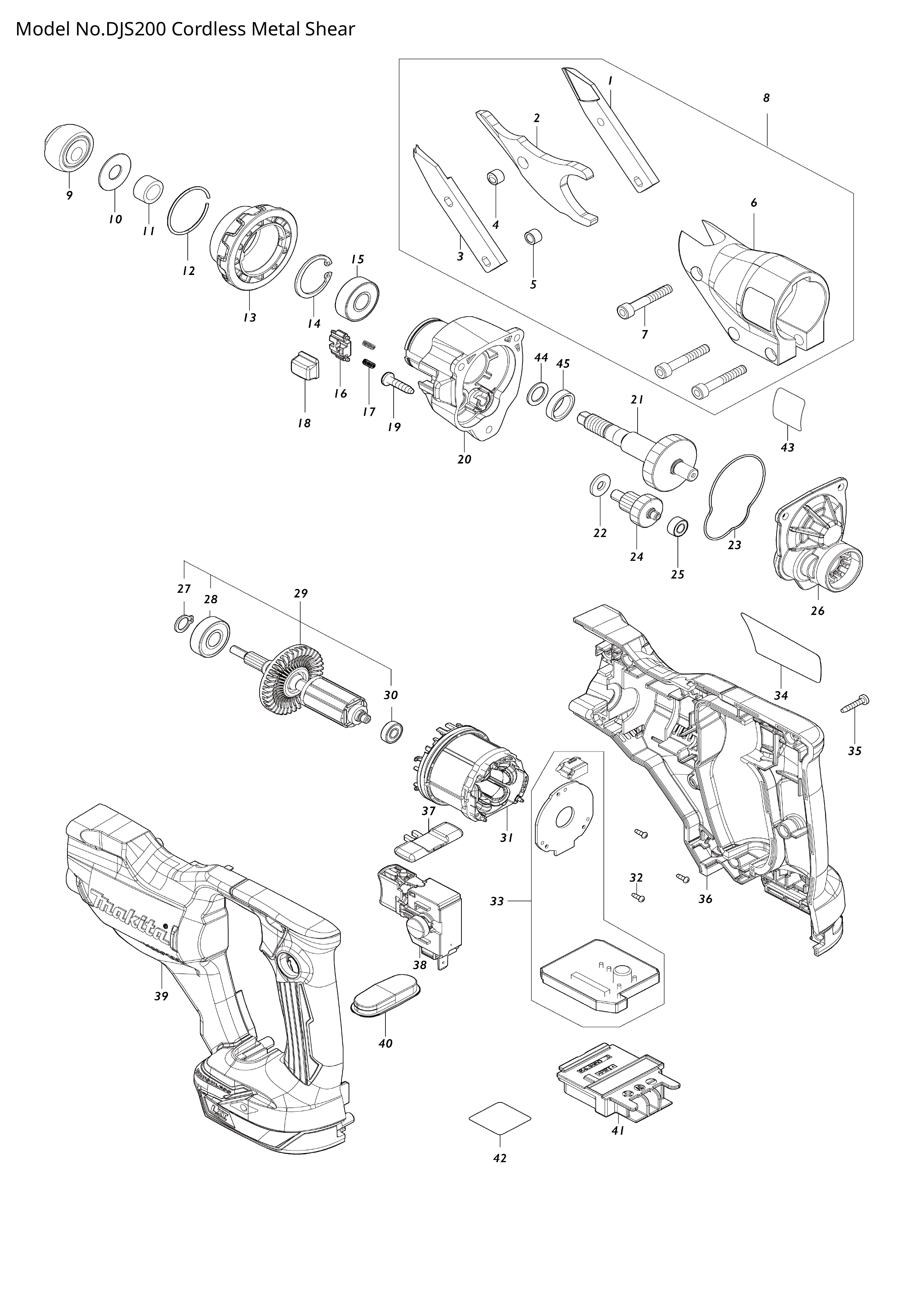 Makita DJS200 — сборочный чертёж, лист 1, деталь 140R34-0 поз. 006