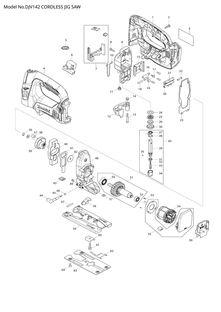 Makita DJV142 — сборочный чертёж, лист 1, деталь 620N15-1 поз. 007-1