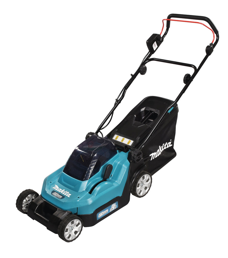 Makita DLM382PT2 Cordless Lawn Mower 2X18V, 38cm, 2X5.0Ah Li-ion