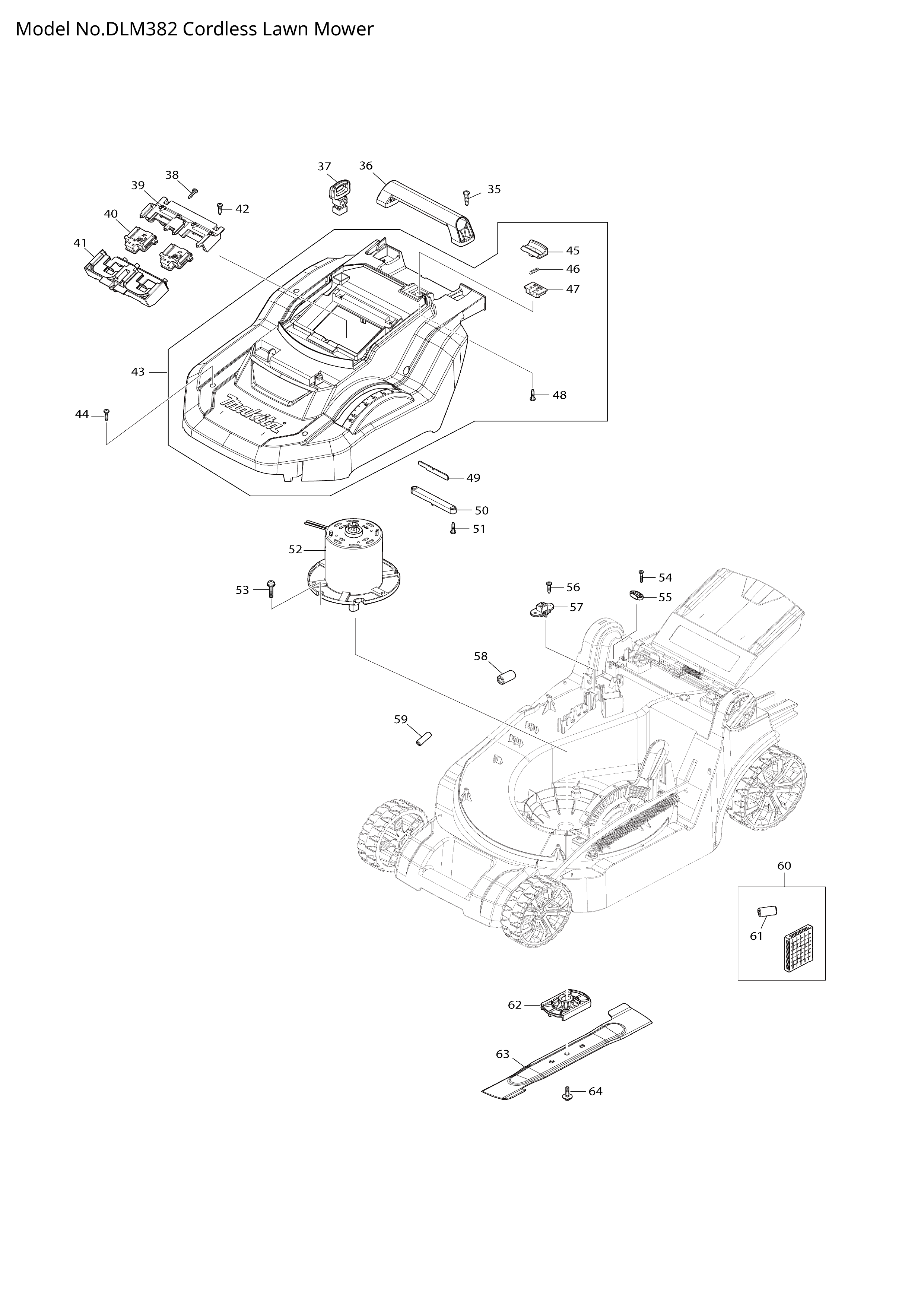 Makita DLM382 — сборочный чертёж, лист 2, деталь 162C98-4 поз. 090-1