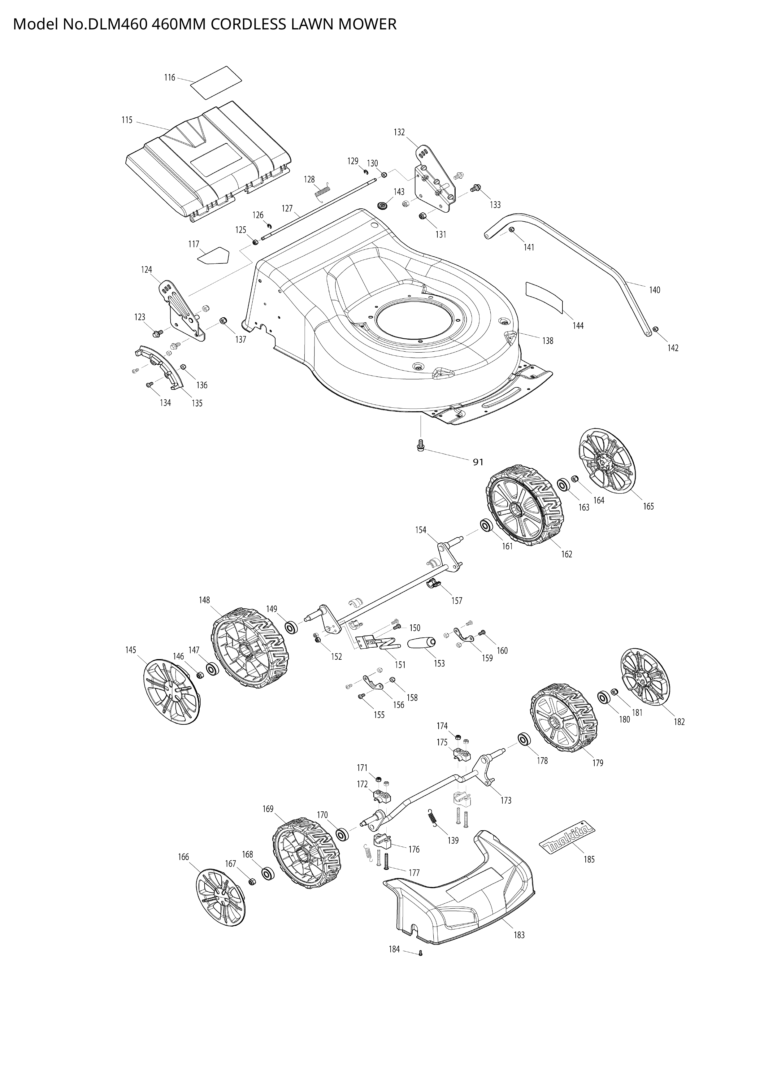 Makita DLM460 — сборочный чертёж, лист 3, деталь 620939-7 поз. 088