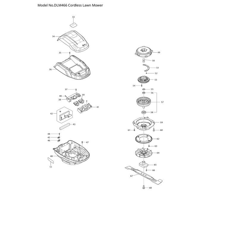 Makita DLM466 — сборочный чертёж, лист 2, деталь 240229-8 поз. 064