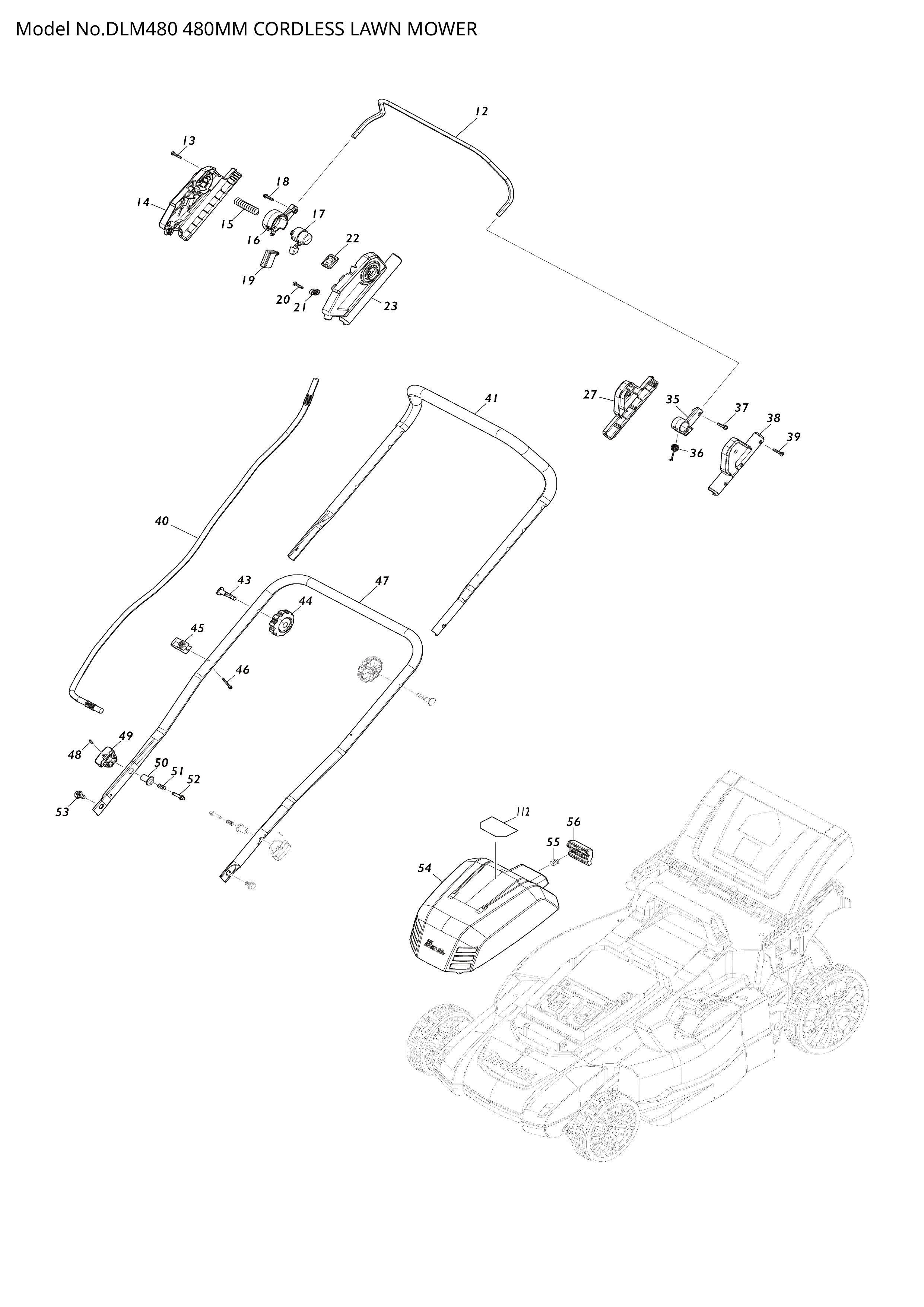 Makita DLM480 — сборочный чертёж, лист 1, деталь 413946-5 поз. A02