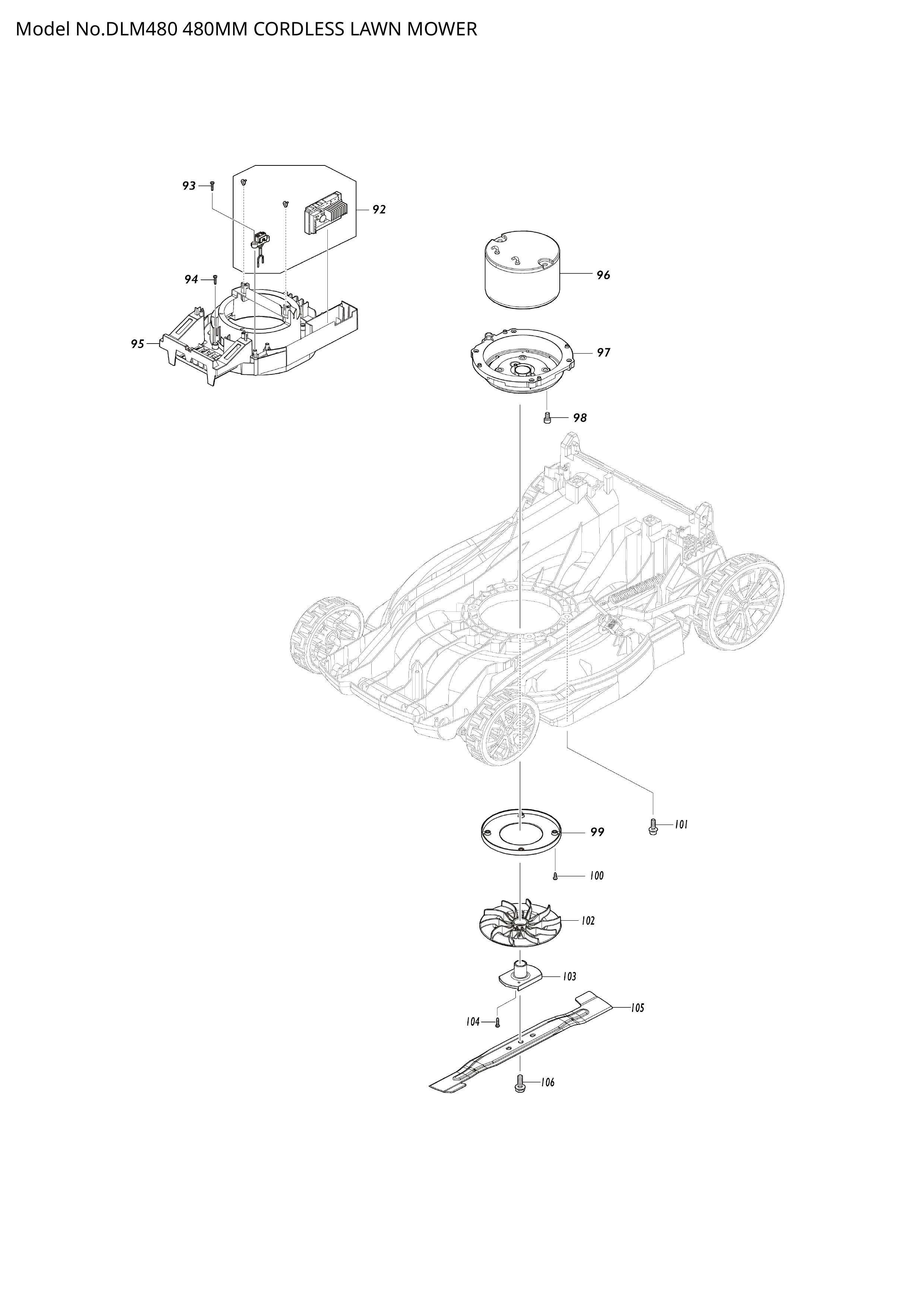 Makita DLM480 — сборочный чертёж, лист 3, деталь 413946-5 поз. A02