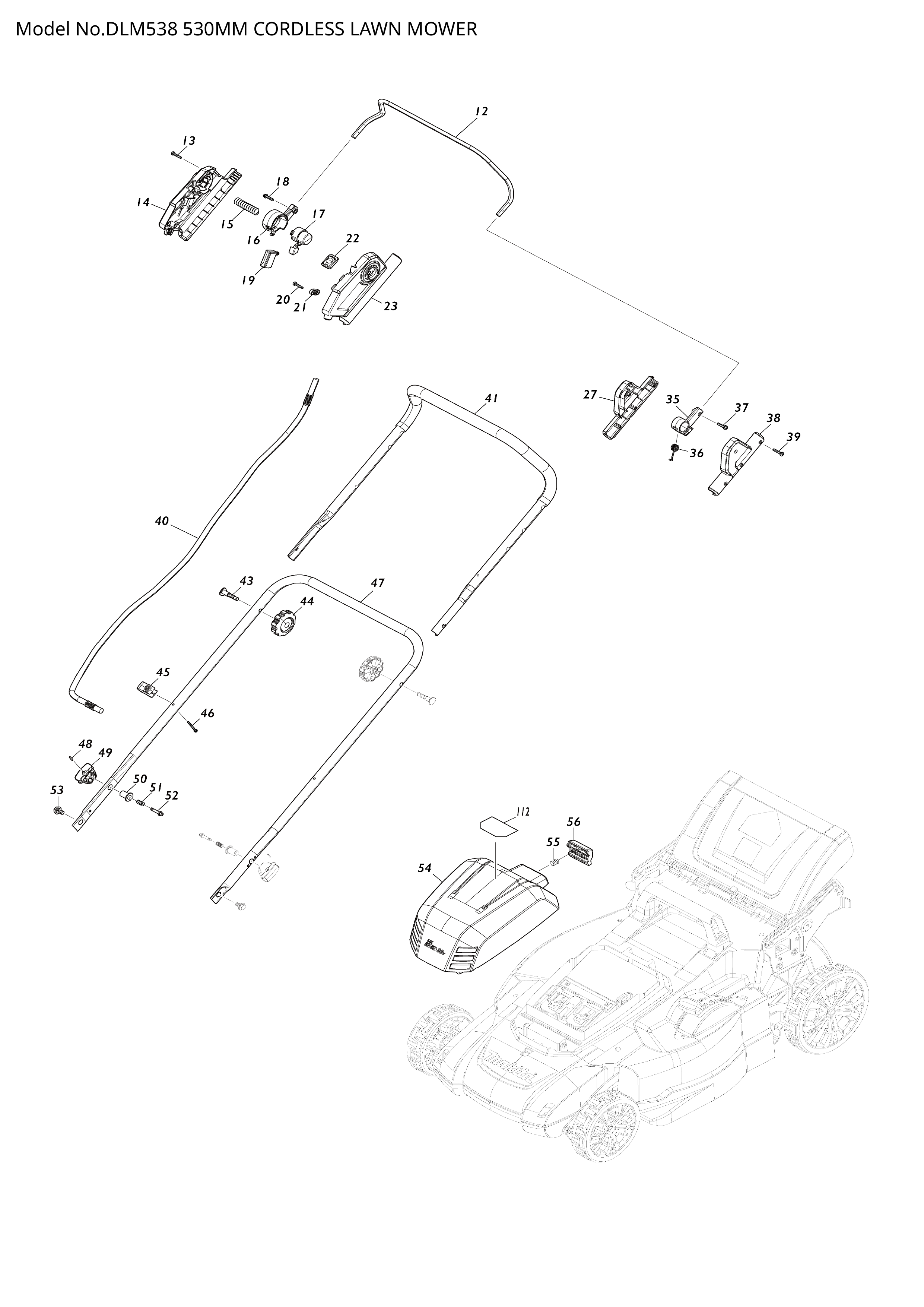 Makita DLM538 — сборочный чертёж, лист 1, деталь 162B25-5 поз. 154