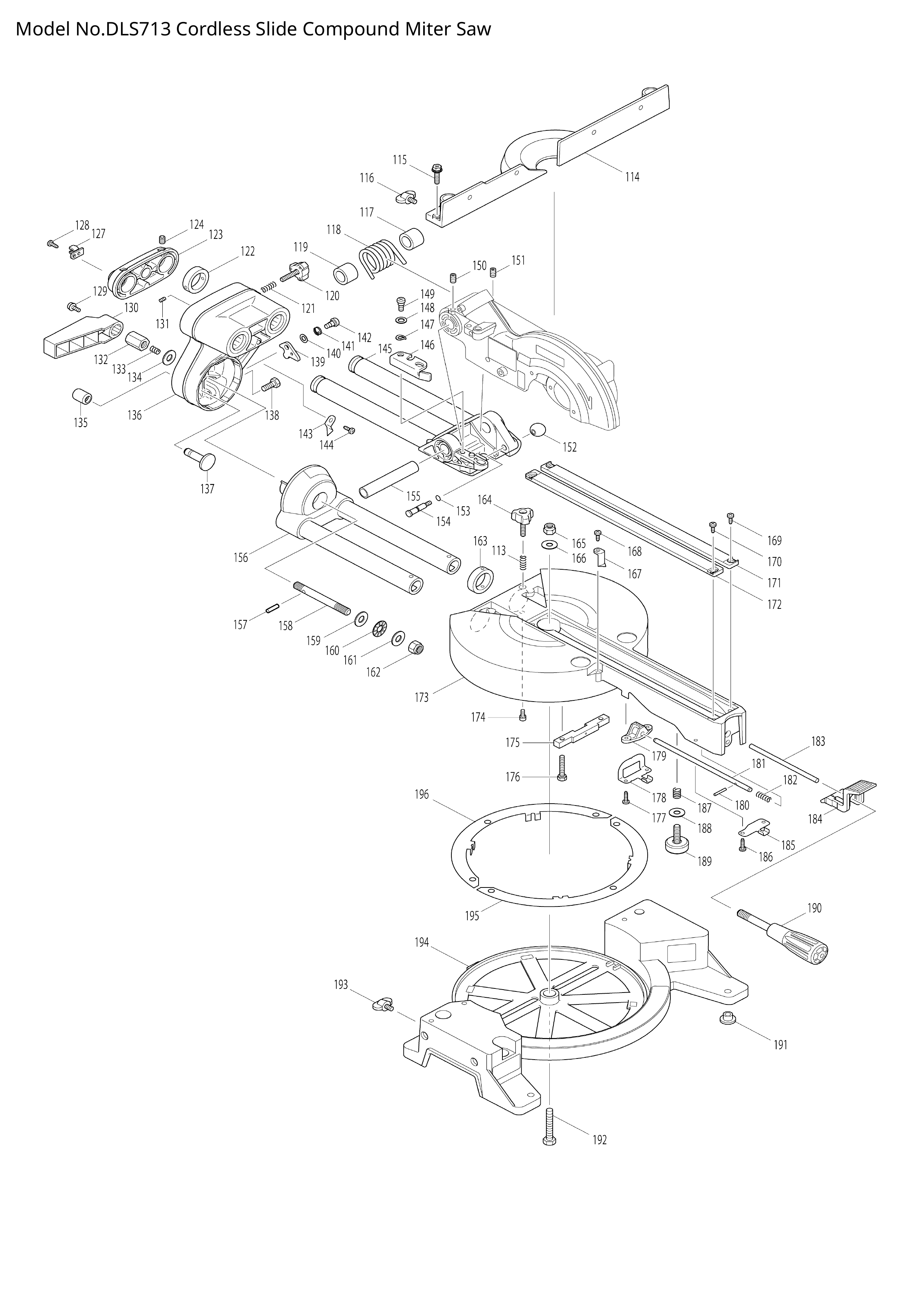 Makita DLS713 — сборочный чертёж, лист 2, деталь 122571-8 поз. A01
