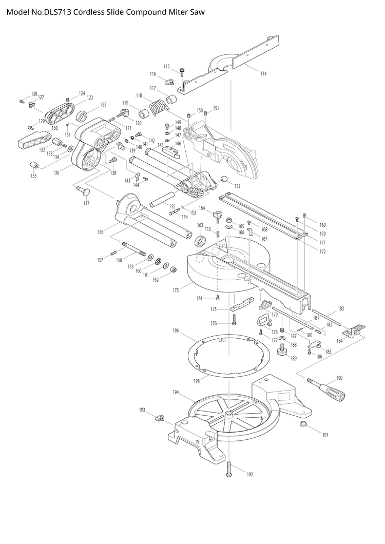 Makita DLS713 — сборочный чертёж, лист 2, деталь 265B58-0 поз. 044-1
