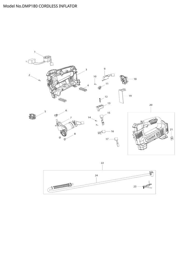 Makita DMP180 — сборочный чертёж, лист 1, деталь TE00000630 поз. 001-1