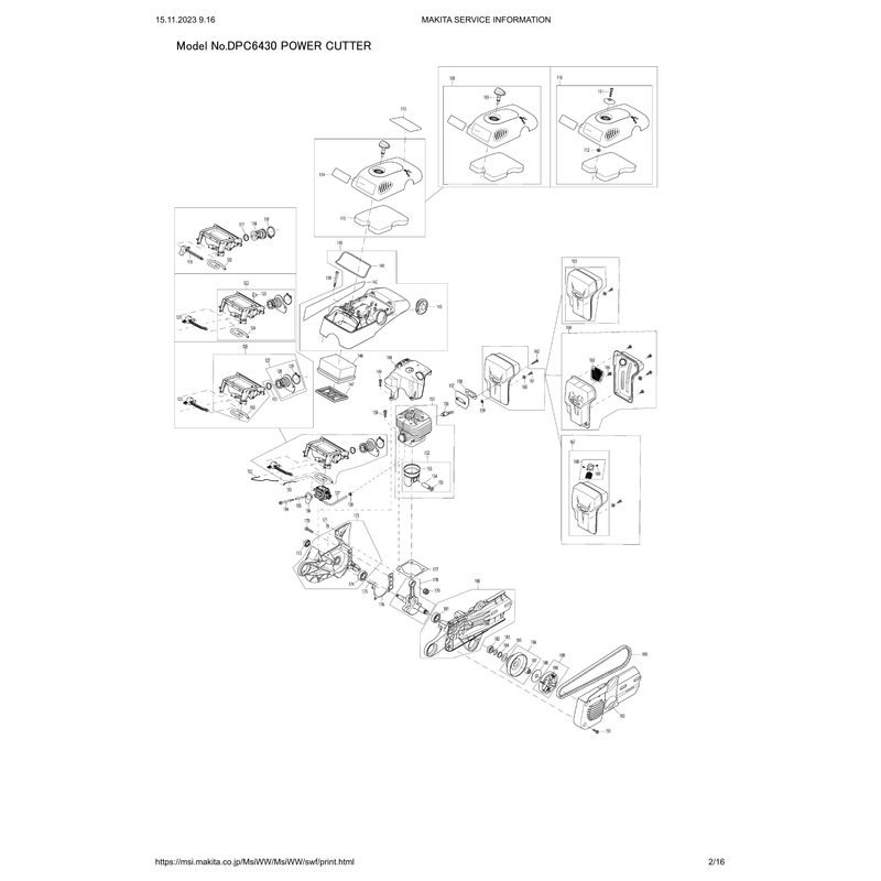 Makita DPC6430 — сборочный чертёж, лист 2, деталь 395173021 поз. 147