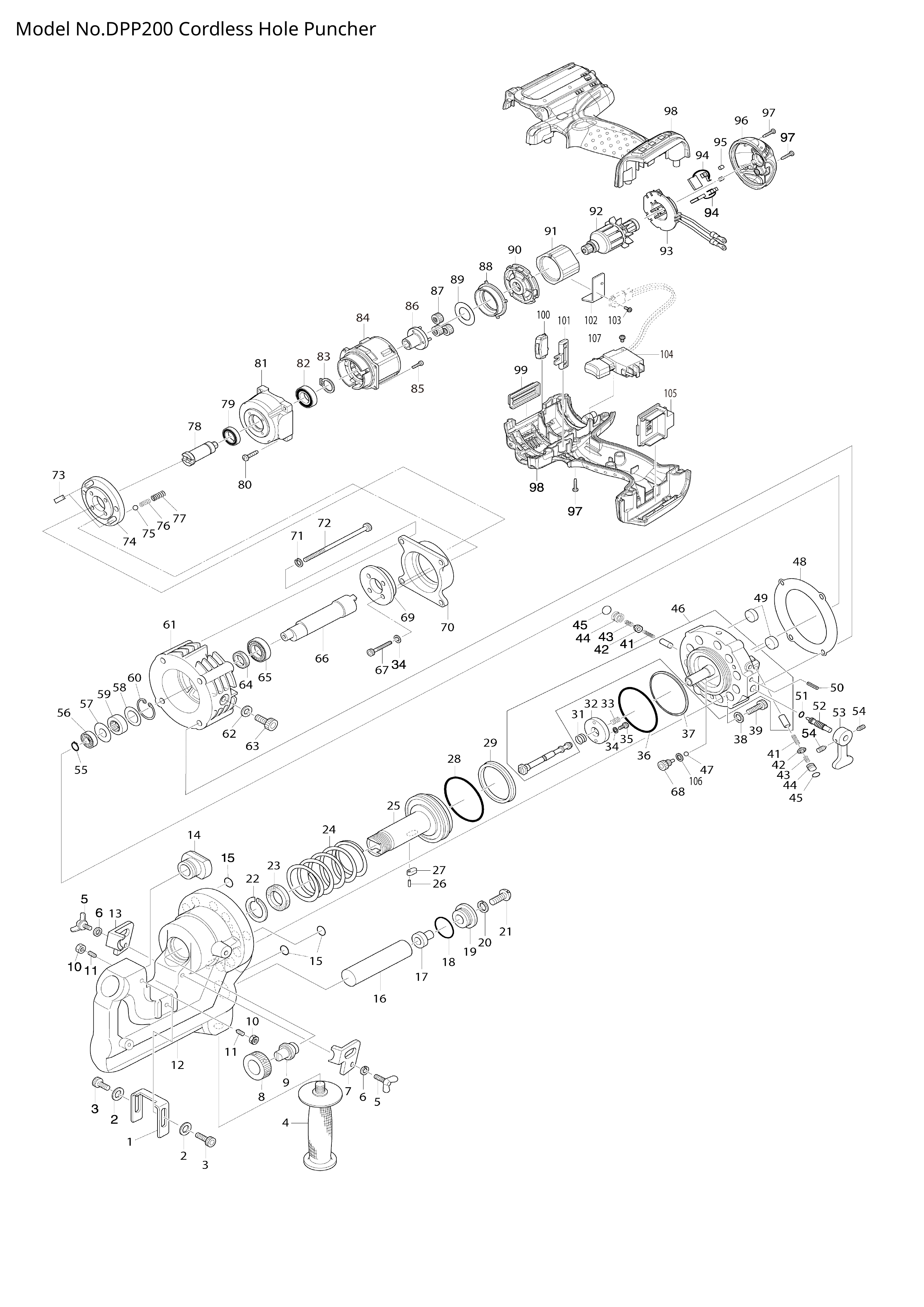 Makita DPP200 — сборочный чертёж, лист 1, деталь SC06504050 поз. 064