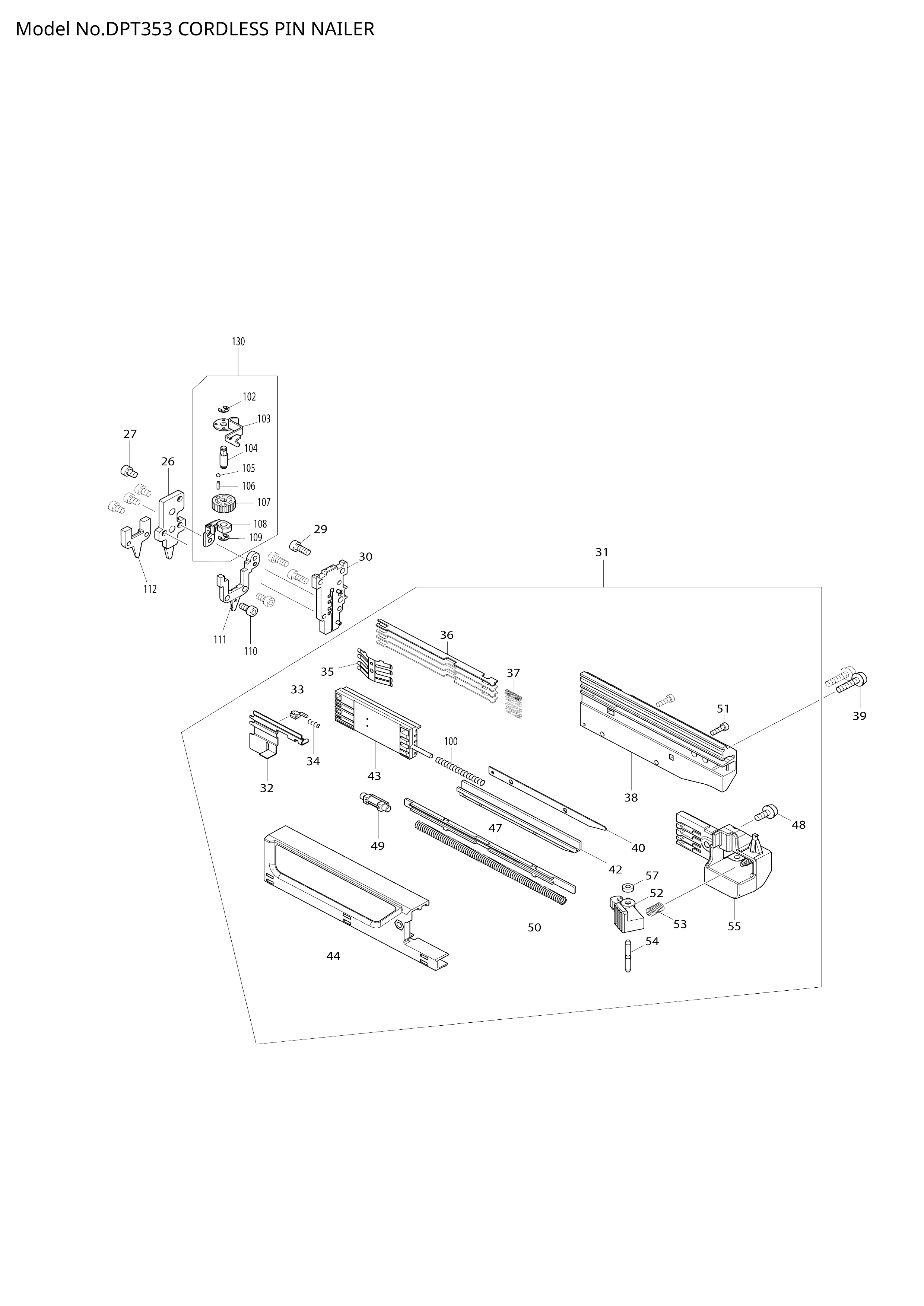 Makita DPT353 — сборочный чертёж, лист 2, деталь 319981-0 поз. 022-1
