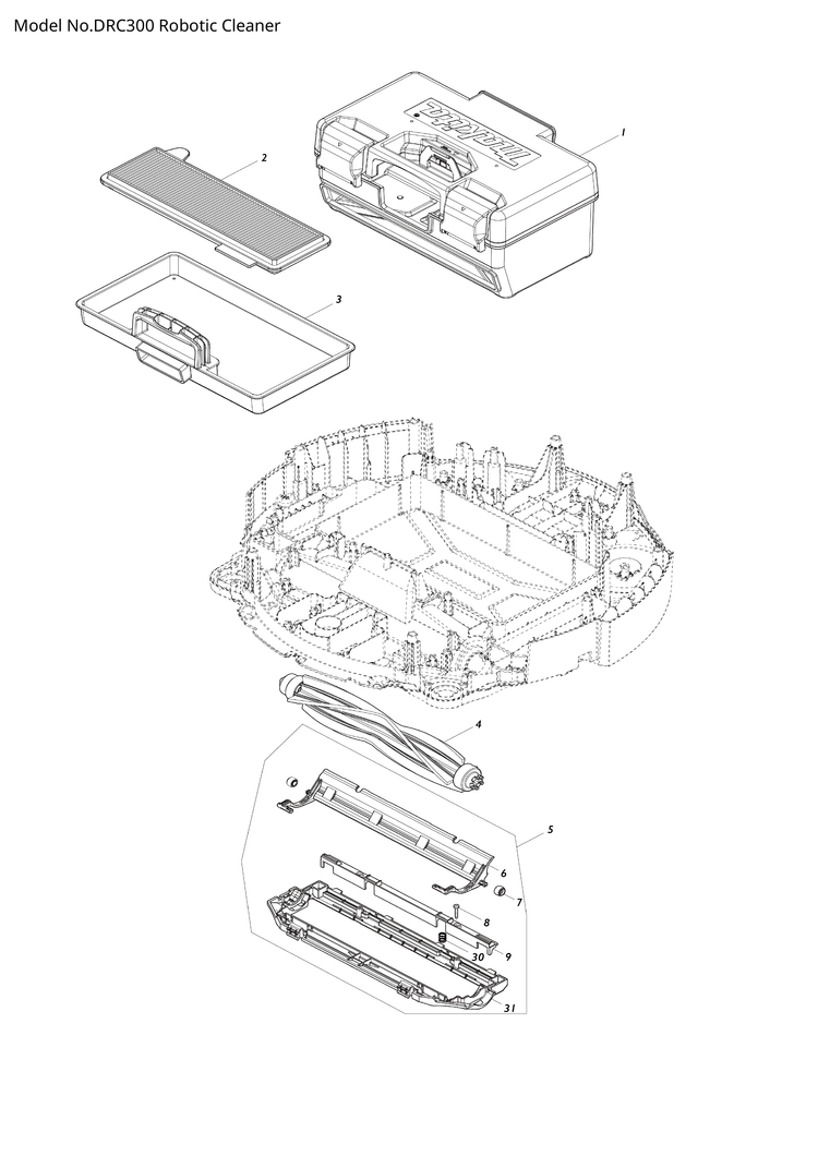 Makita DRC300 — сборочный чертёж, лист 1, деталь 1911A5-5 поз. 157-2