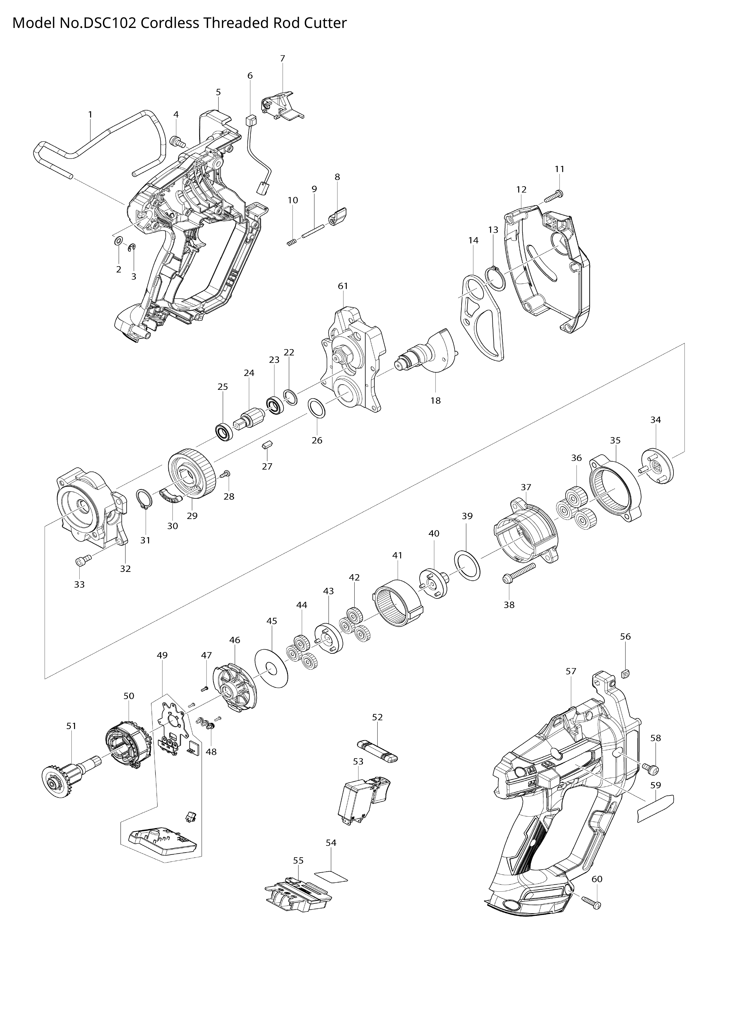 Makita DSC102 — сборочный чертёж, лист 1, деталь 620820-2 поз. 049