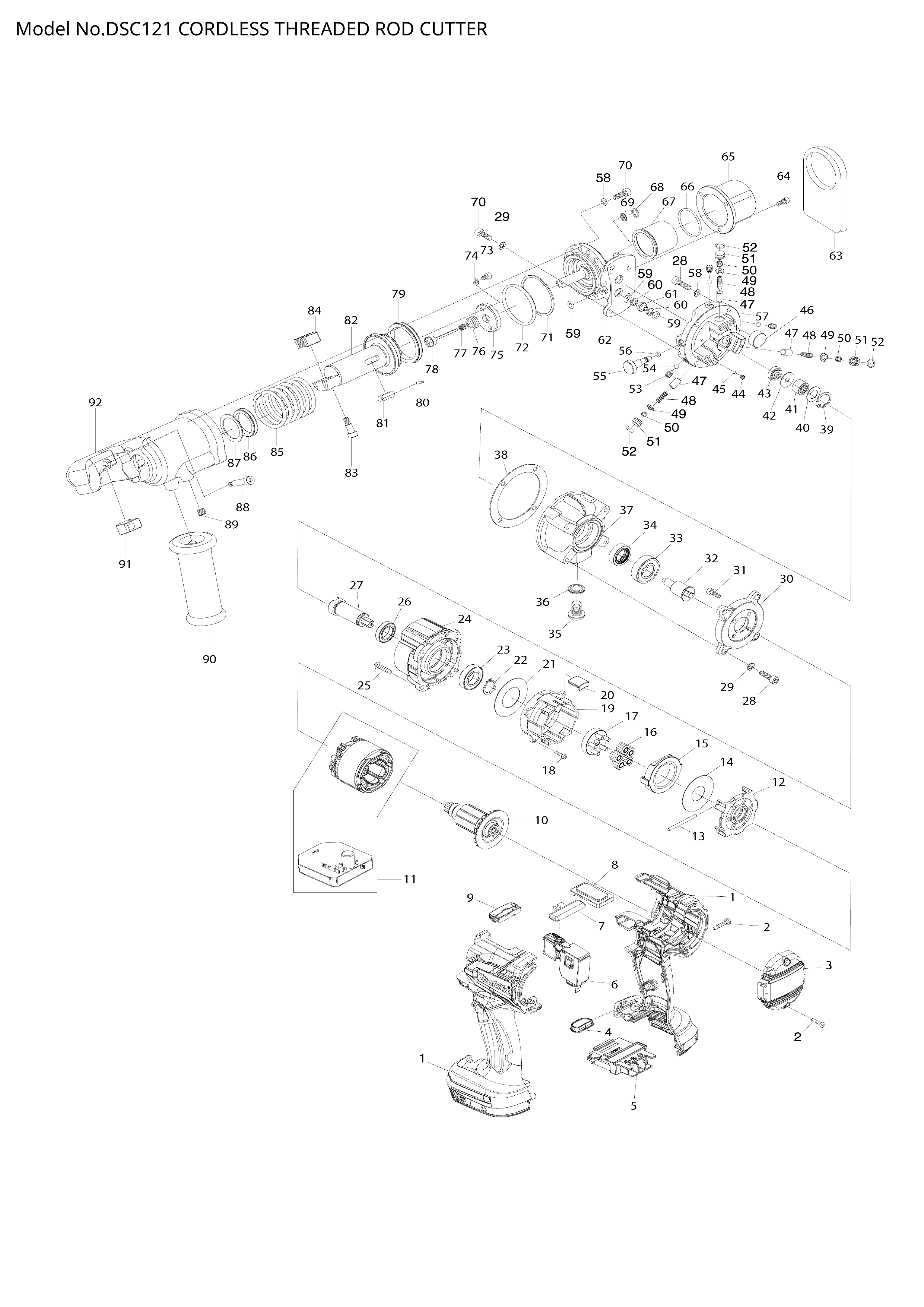 Makita DSC121 — сборочный чертёж, лист 1, деталь SC09004210 поз. 090
