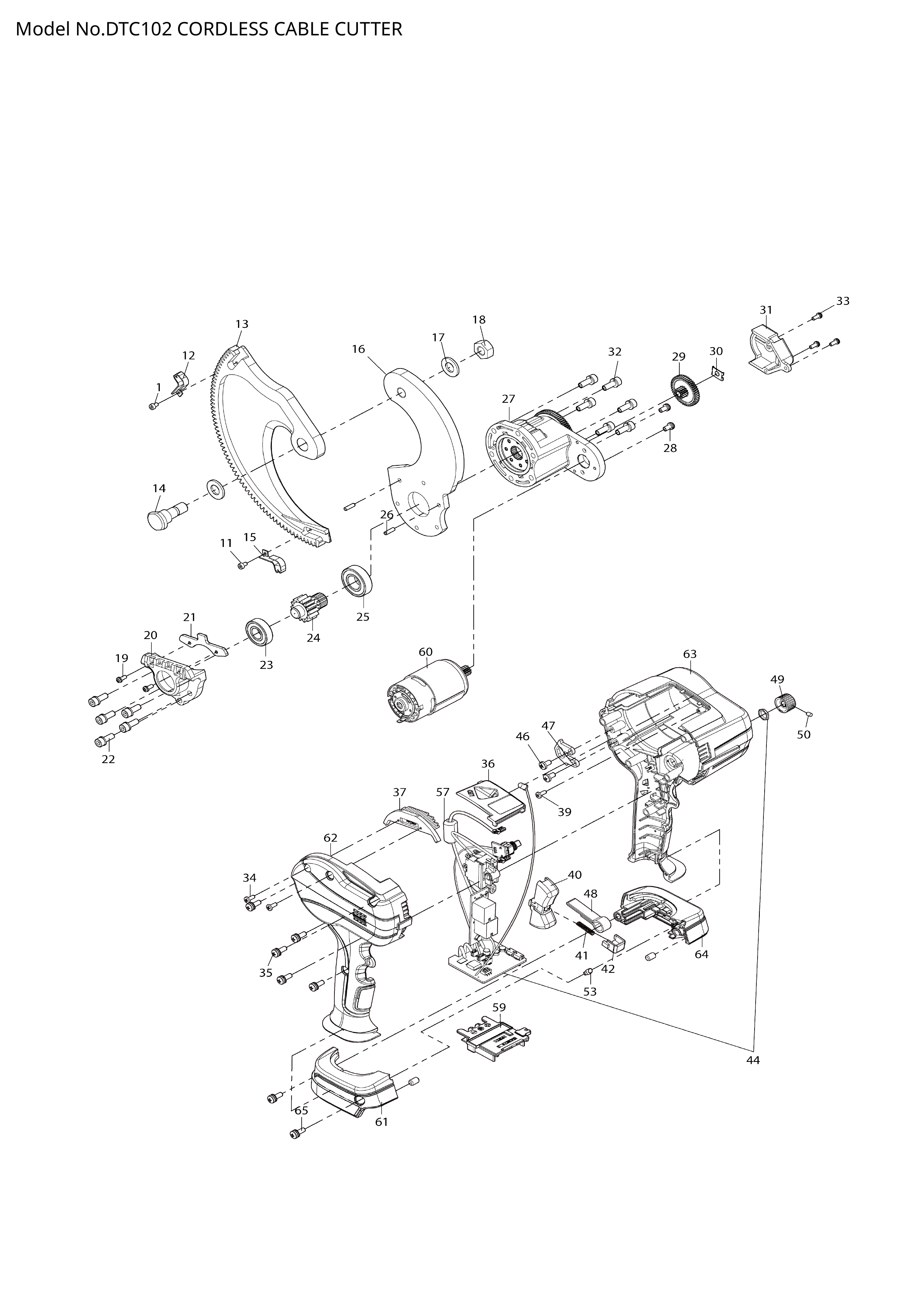 Makita DTC102 — сборочный чертёж, лист 1, деталь ZM00000198 поз. 018