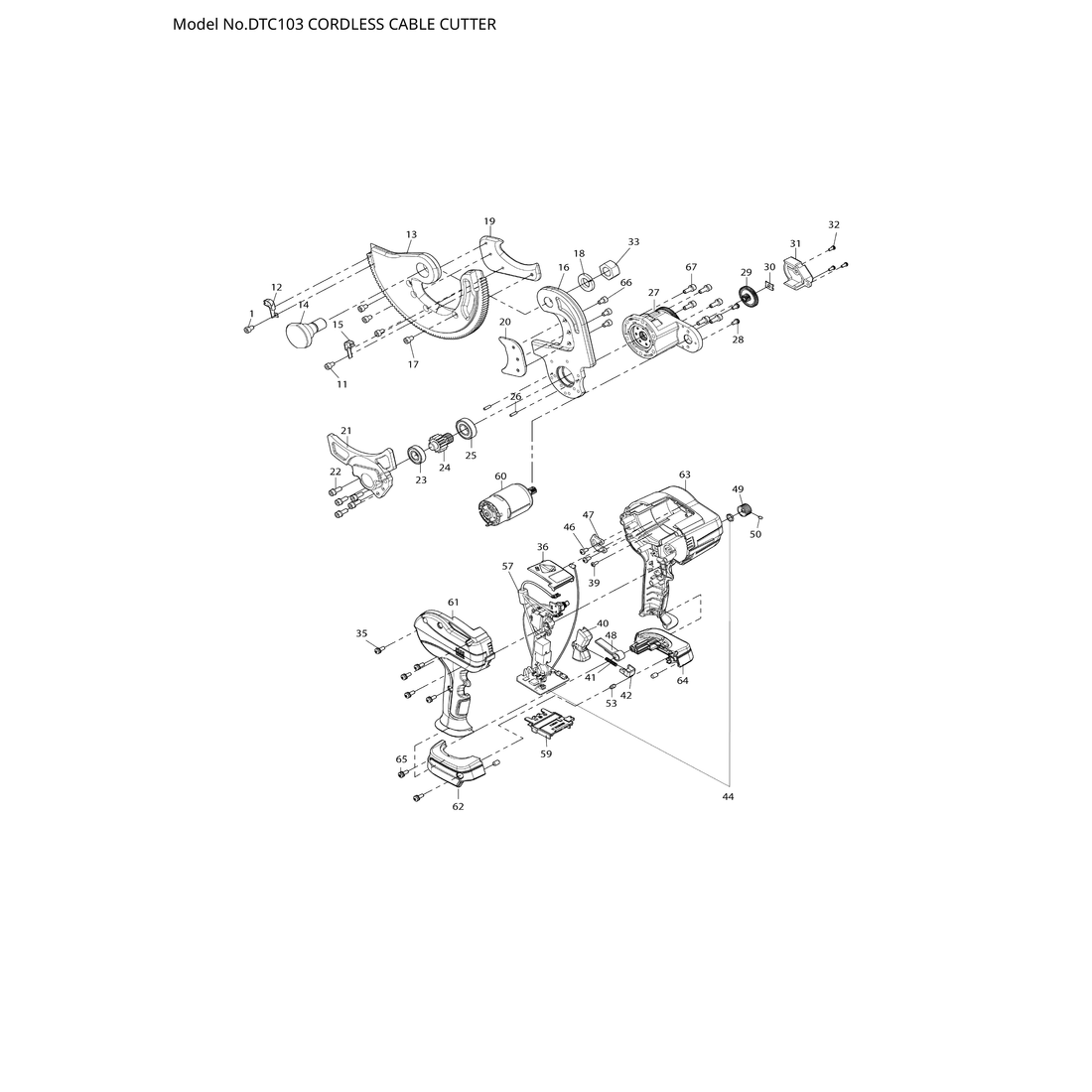 Makita DTC103 — сборочный чертёж, лист 1, деталь ZM00000204 поз. 013