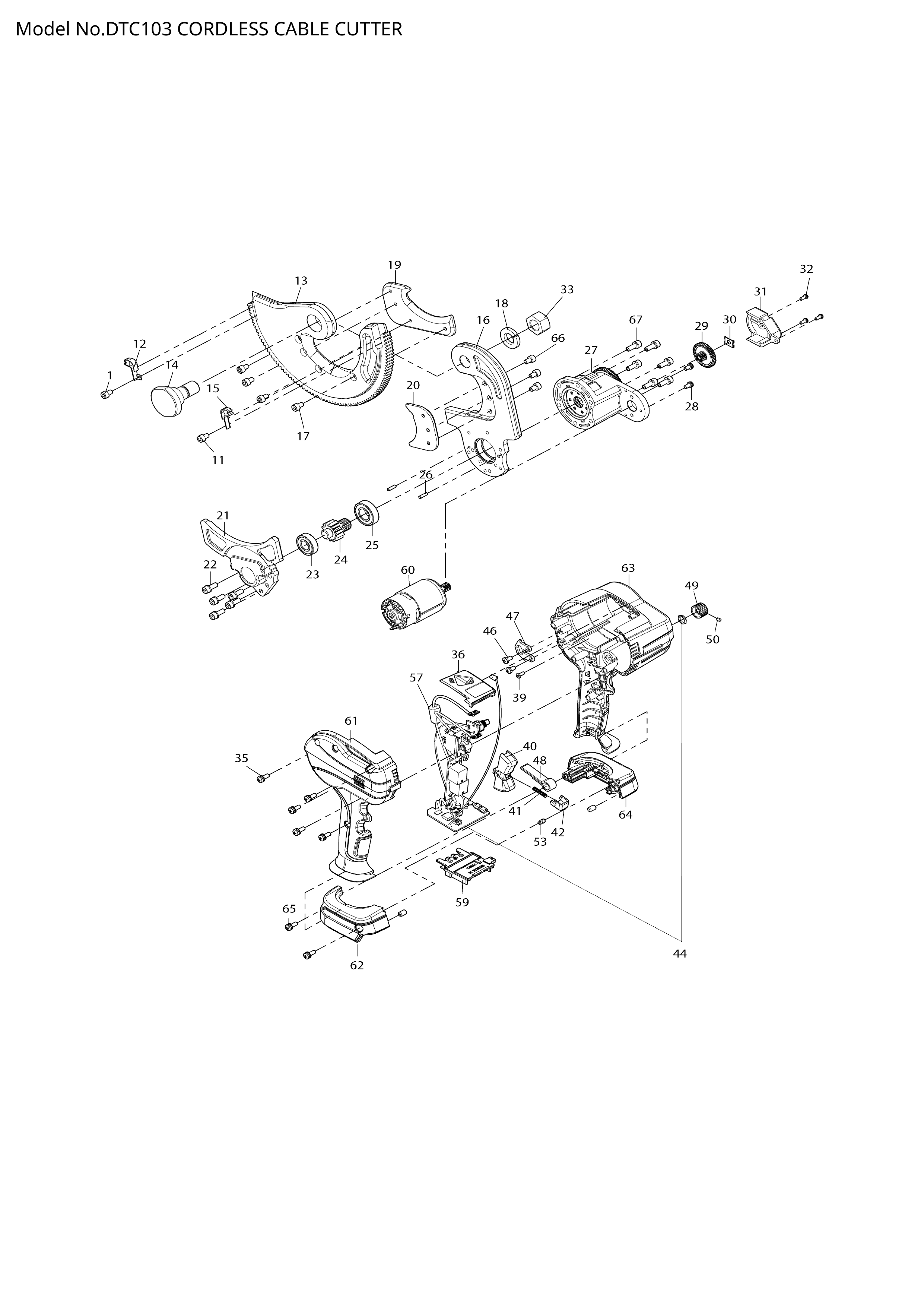 Makita DTC103 — сборочный чертёж, лист 1, деталь ZM00000211 поз. 021
