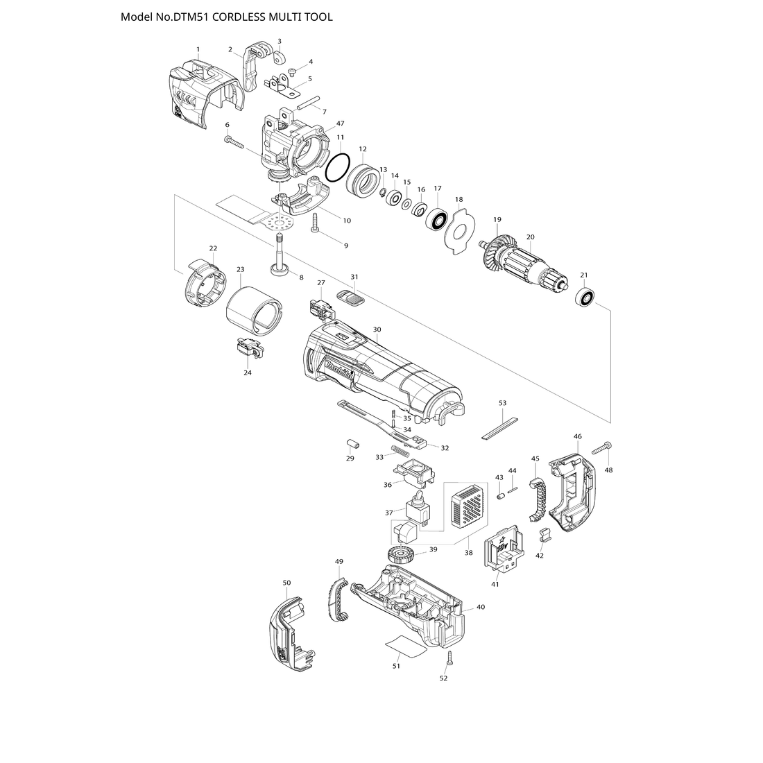 Makita DTM51 — сборочный чертёж, лист 1, деталь 620270-1 поз. 038