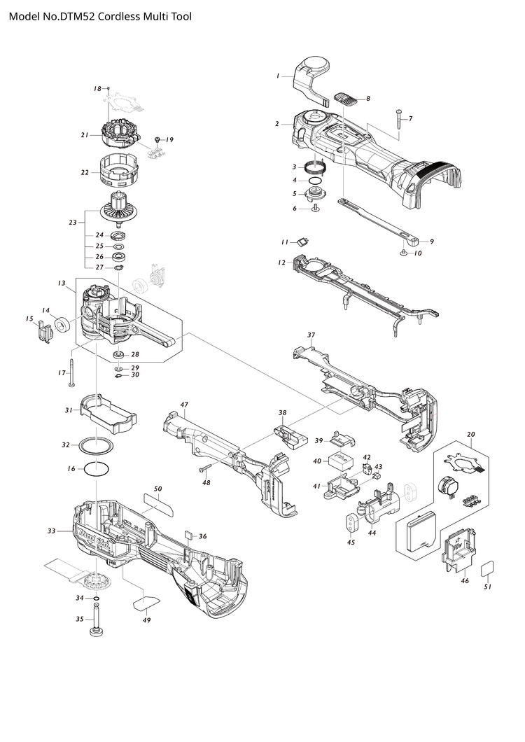 Makita DTM52 — сборочный чертёж, лист 1, деталь 422679-1 поз. 036