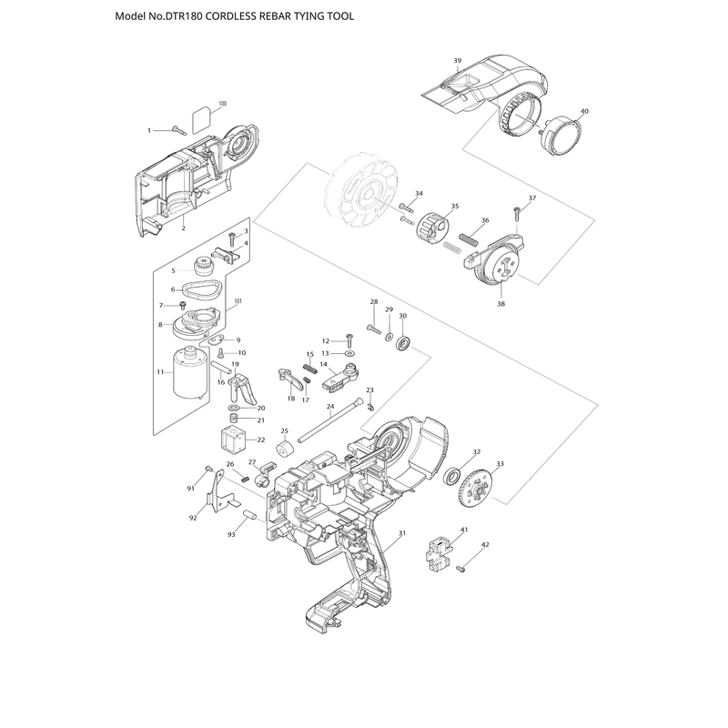 Makita DTR180 — сборочный чертёж, лист 1, деталь 136947-3 поз. 102-2