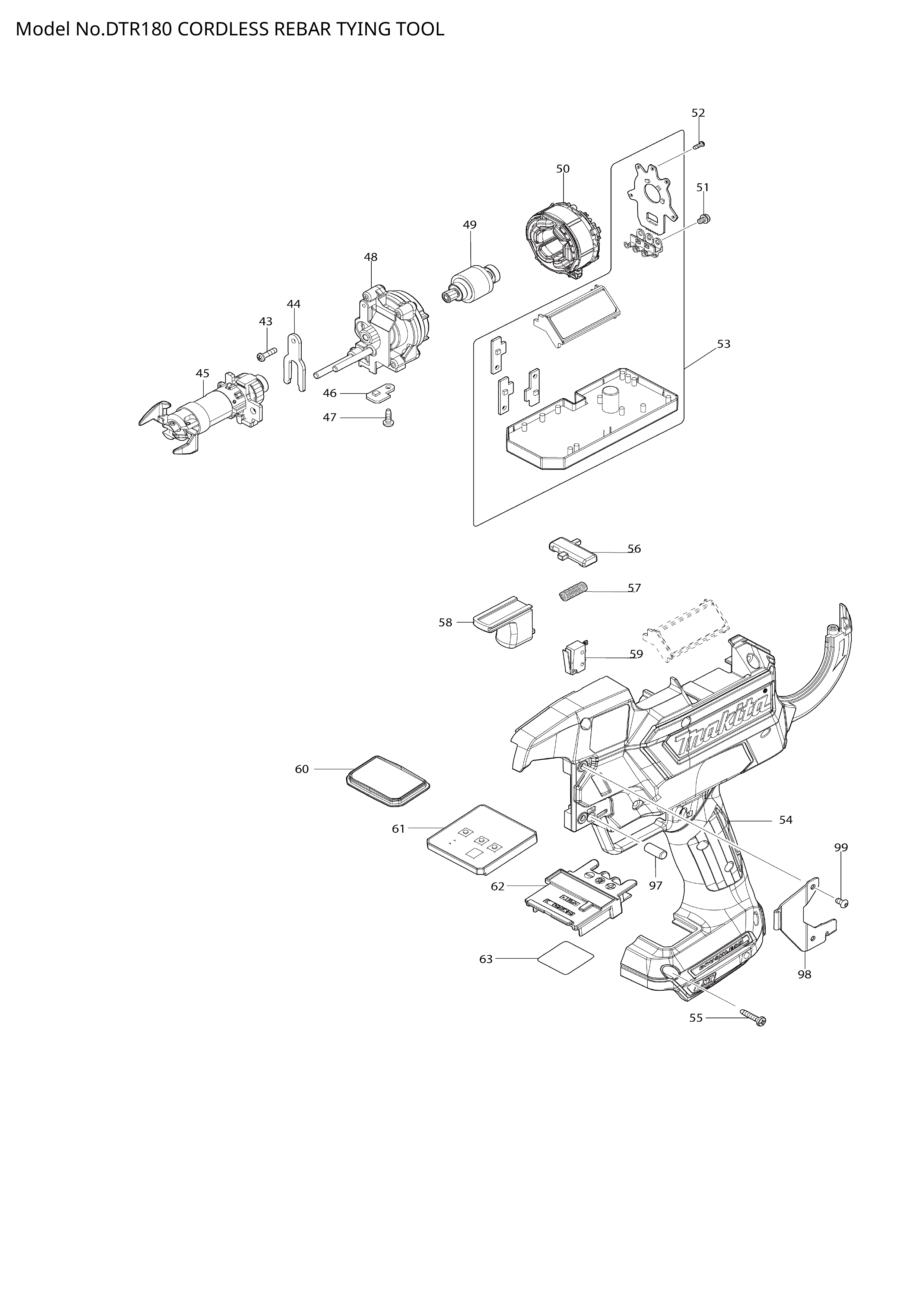 Makita DTR180 — сборочный чертёж, лист 2, деталь 629346-1 поз. 011