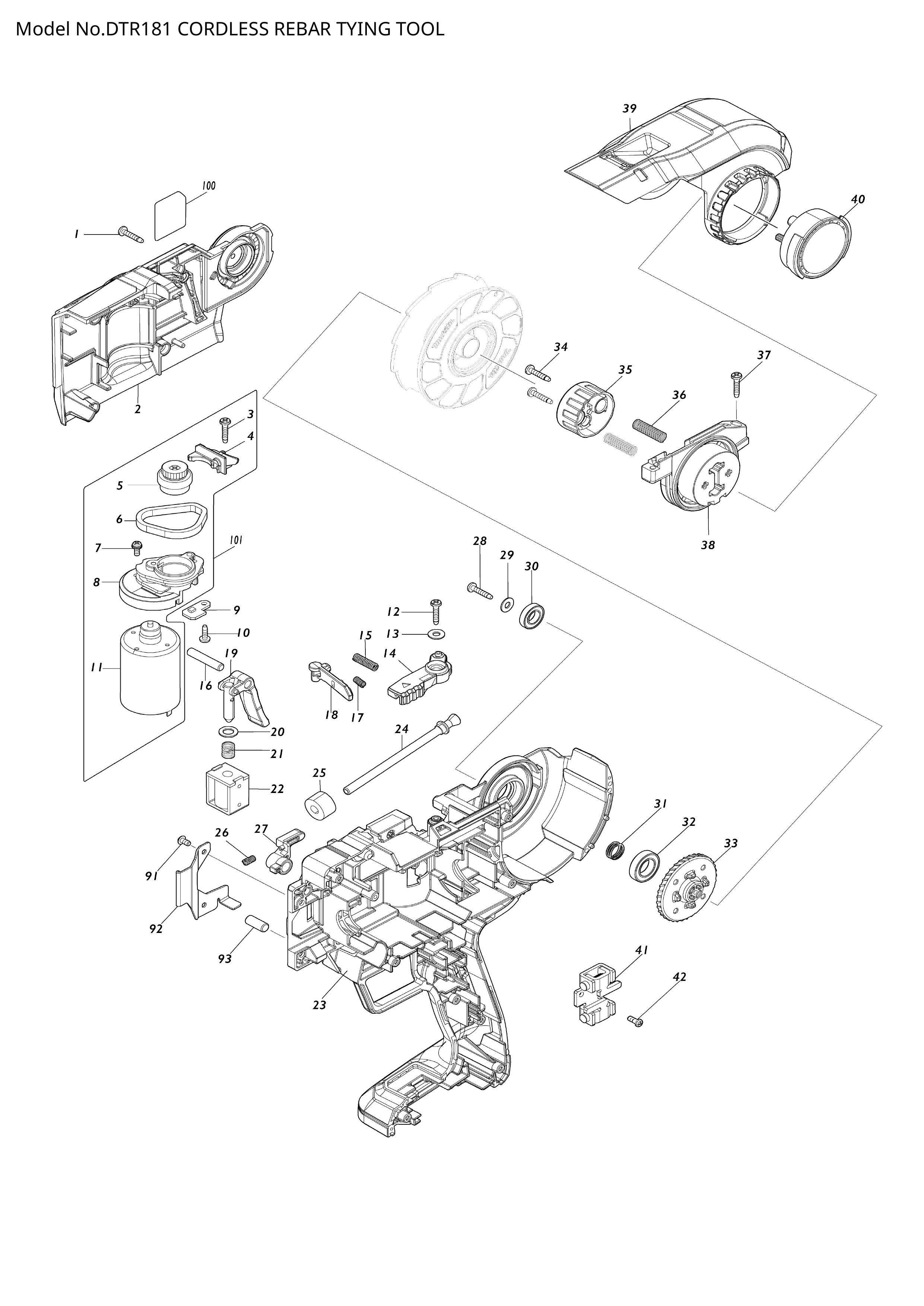 Makita DTR181 — сборочный чертёж, лист 1, деталь 141S52-7 поз. 071-1