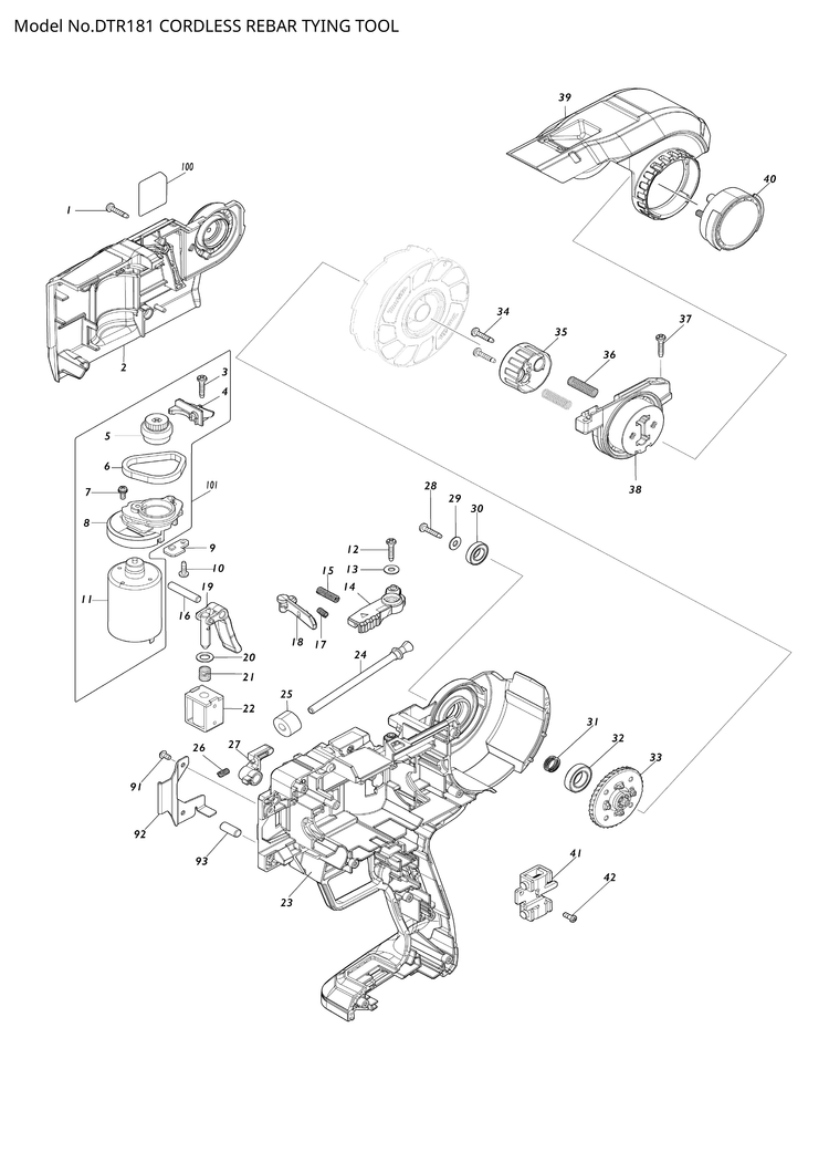 Makita DTR181 — сборочный чертёж, лист 1, деталь 141S52-7 поз. 071-1