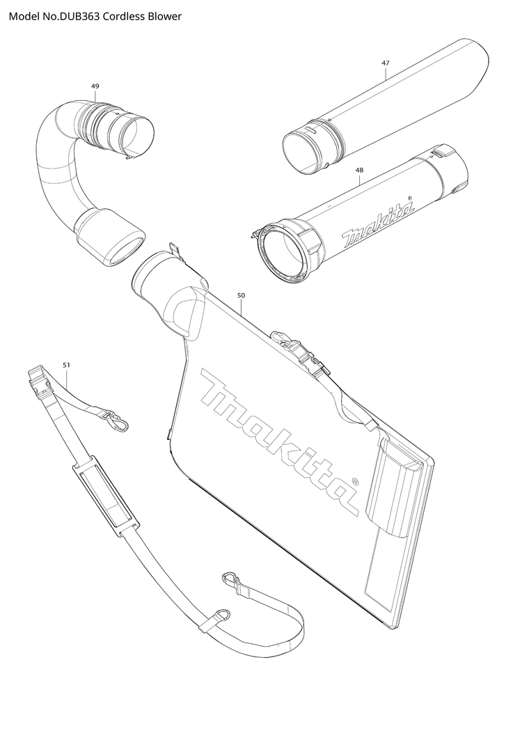 Makita DUB363 — сборочный чертёж, лист 2, деталь 183R04-6 поз. 048-1